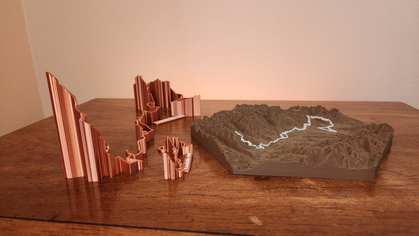 Wasatch Front 100 Mile Endurance Run Sculpture - Topo Style