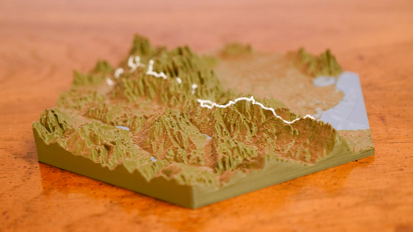 Wasatch Front 100 Mile Endurance Run Sculpture - Topo Style