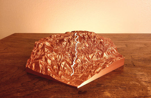 Pikes Peak Ascent and Marathon Sculpture - Topo Style