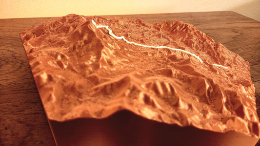 Pikes Peak Ascent and Marathon Sculpture - Topo Style